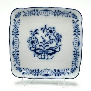 Vintage Gerold Porzellan Tettau W. Germany Blue Onion Square Serving Bowl